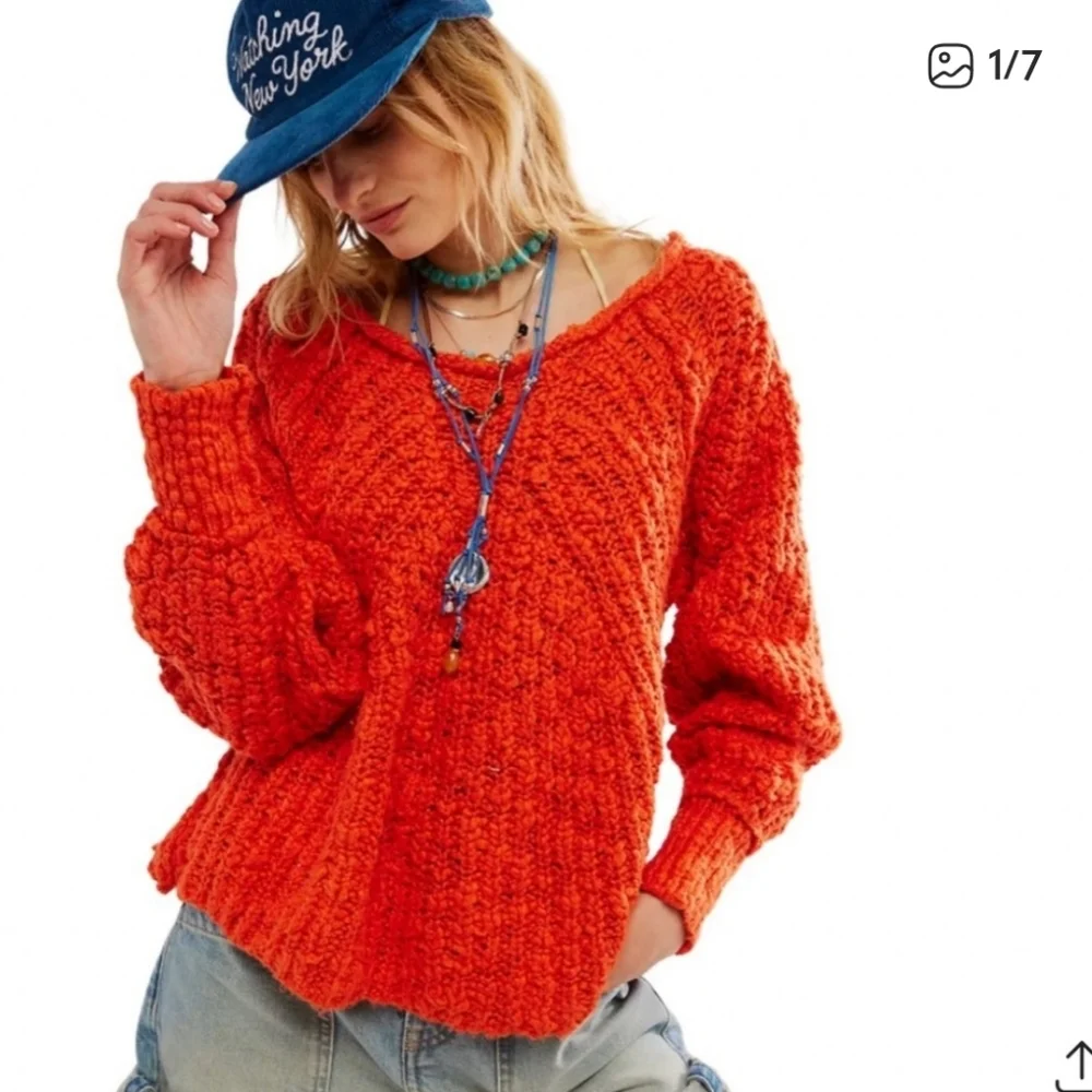 Free People Red Orange Sweater